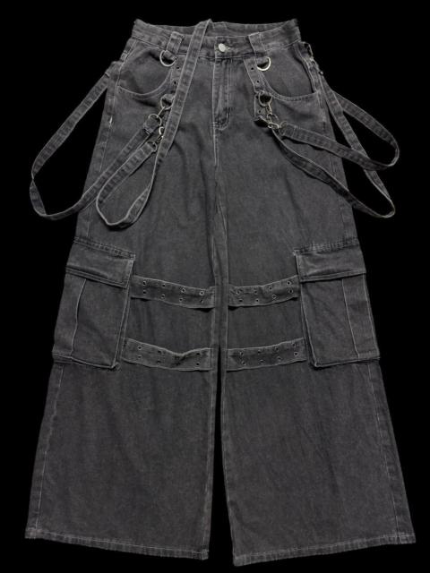 Designer - 💥Insane Baggy Flare💥90s Romwe Bondage Punk Faded Jeans Rare