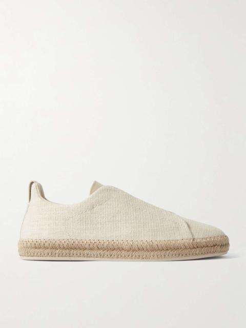 Triple Stitch™ Leather-Trimmed Canvas Slip-On Sneakers
