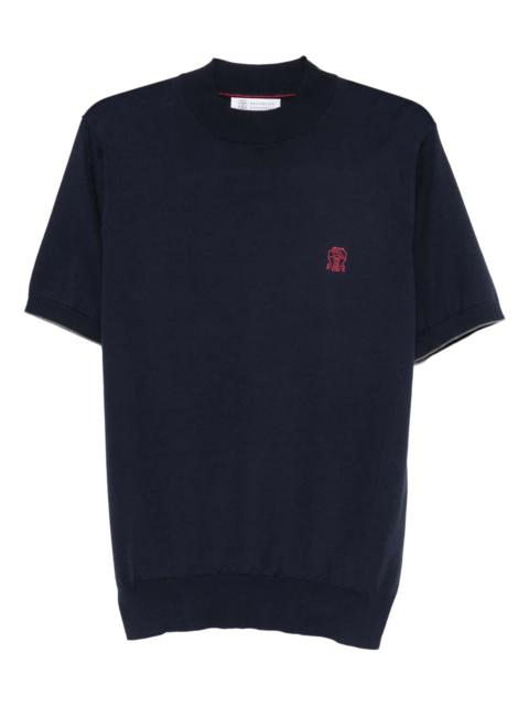 Brunello Cucinelli Brunello Cucinelli Embroidered-logo Knitted T-shirt