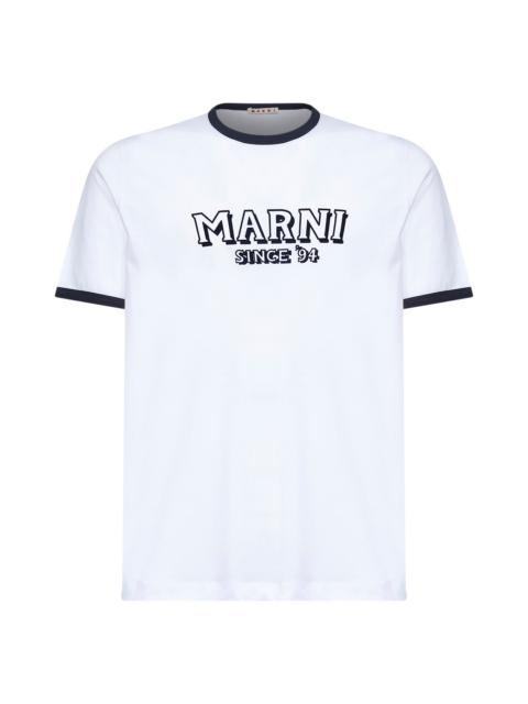 Marni Marni Men White Jersey T-Shirt With Contrasting Trims
