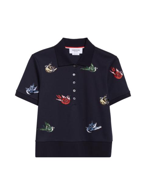 Thom Browne Thom Browne Canary Embroidered Cotton Polo in Navy at Nordstrom