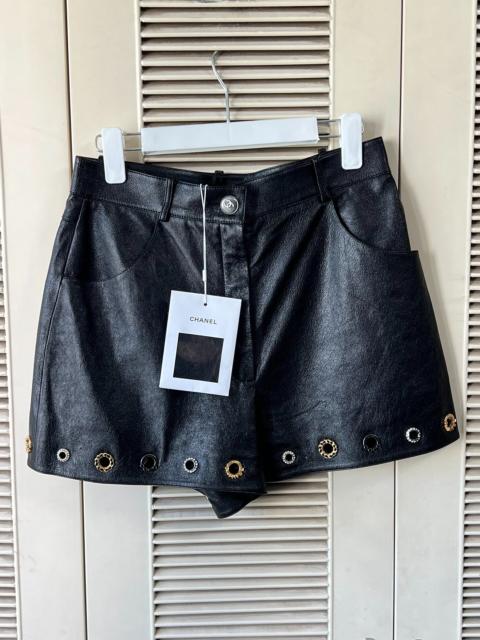 CHANEL Chanel Black Metallic Leather Shorts