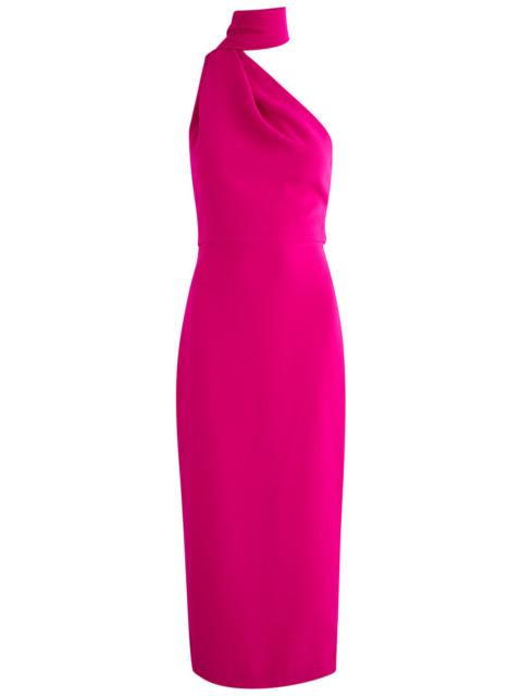 SOLACE LONDON Solace London Samira One-shoulder Scarf-effect Midi Dress
