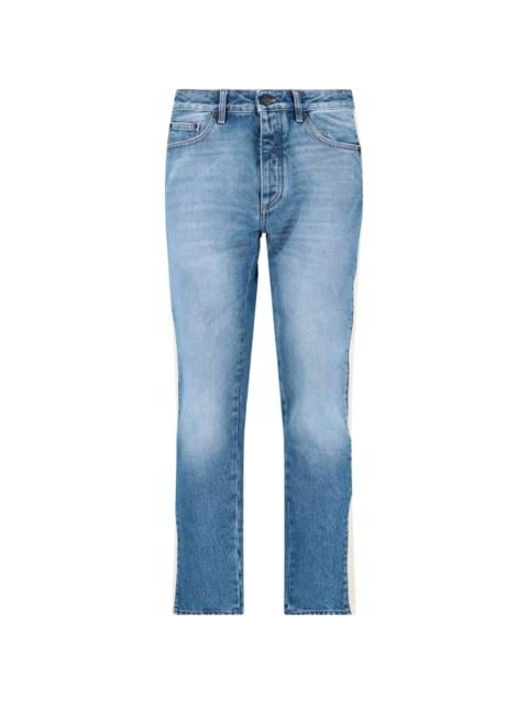 Palm Angels Logo Patch Straight Leg Jeans