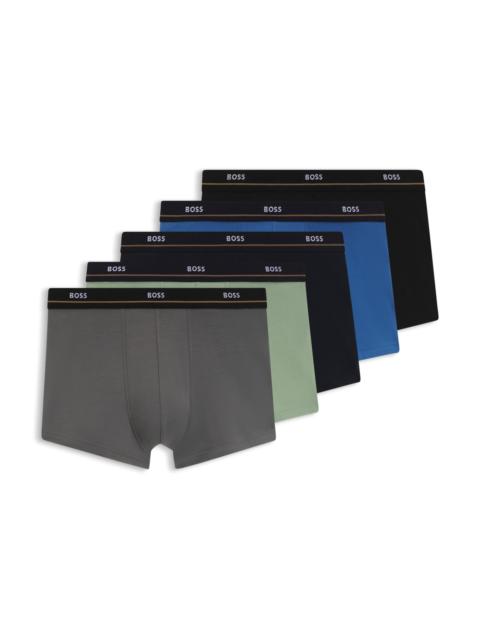 BOSS FIVE-PACK OF LOGO-WAISTBAND TRUNKS IN STRETCH COTTON