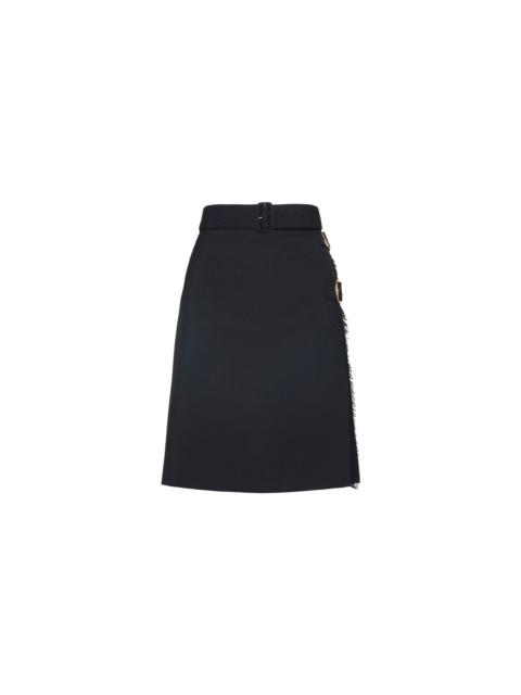 Burberry Pleated Panel Wool Blend Belted Kilt Skirt