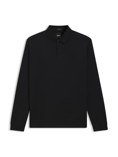 BOSS MERCERISED-COTTON POLO SHIRT WITH PLAIN COLLAR
