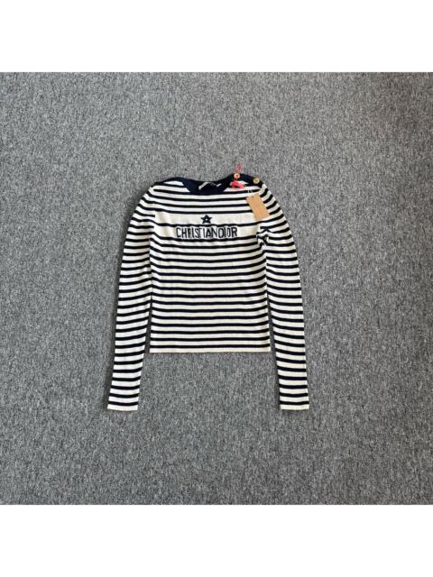 Dior Dior Blue White Stripe Silk Cashmere Knit Top