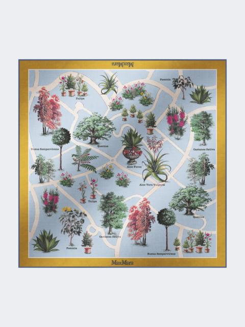 Max Mara Oversized scarf in printed silk and wool - MUSTARD