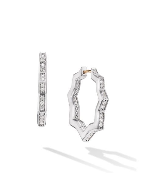 DAVID YURMAN David Yurman Stax Zigzag Hoop Earrings with Diamonds, 22.8mm in Sterling Silver at Nordstrom