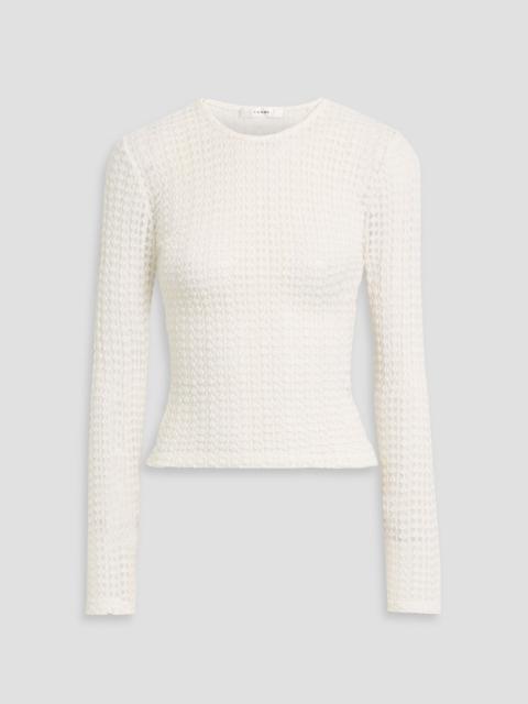 FRAME The Popcorn textured stretch cotton-blend mesh top