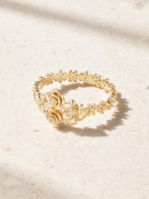 SYDNEY EVAN Flower Cluster 14-karat Gold Diamond Ring