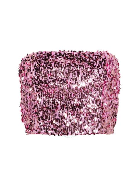 Rotate Ladies Pink Sequin Crop Top