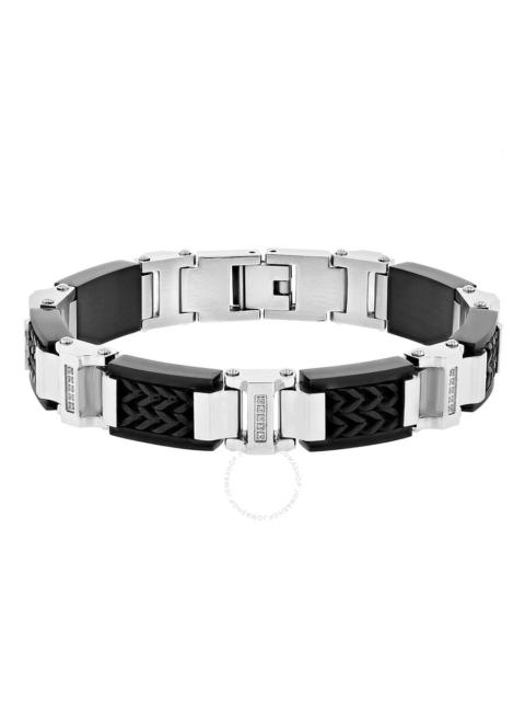 Other Designers Robert Alton 1/6CTW Diamond Stainless Steel with Yellow Finish Woven Inlay Men's Link Bracelet