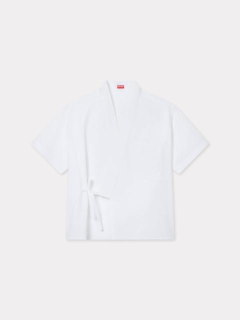 KENZO 'KENZO Elephant Logo' kimono short sleeve shirt in cotton poplin