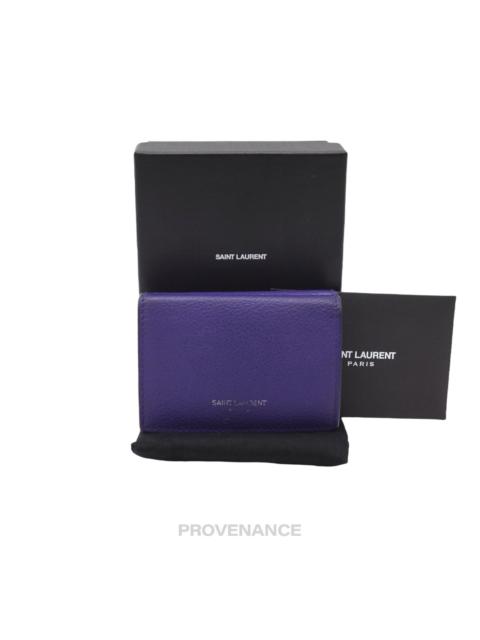 SAINT LAURENT Saint Laurent Paris SLP Compact Trifold Wallet - Blue Tumbled Leather
