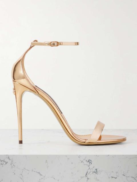 Mirrored-leather sandals Gold