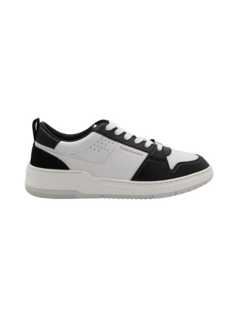 White And Black Leather Street Style Pain Logo Sneakers