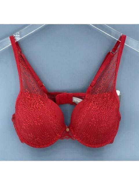 Daisy Fuentes High Apex Push Up Lace Bra DF392-F1 Red Floral Lace 38C NWT