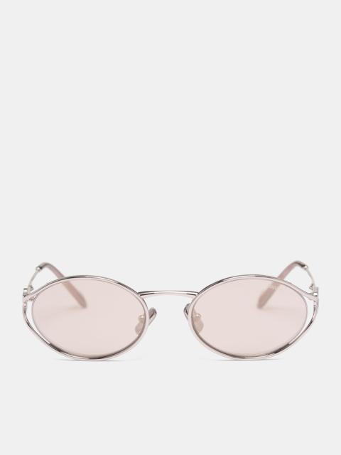 Miu Miu Silver MU-52YS Oval Sunglasses