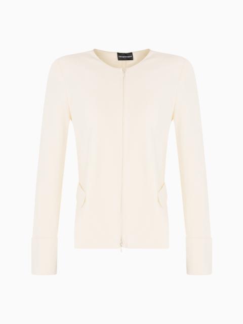 EMPORIO ARMANI OTTOMAN JERSEY ZIP-UP JACKET
