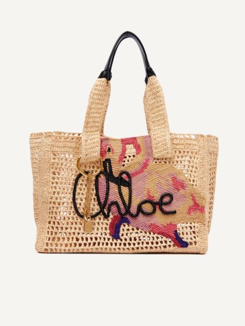 Chloé SUMMER BANANA EAST-WEST TOTE BAG IN RAFFIA