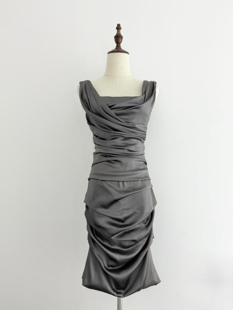 Dolce & Gabbana Dolce Gabbana Pleated Gray Dress