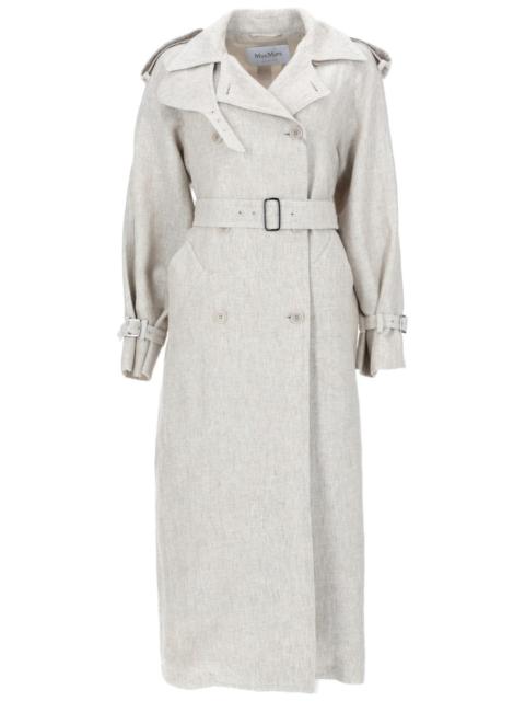 Max Mara Max Mara Women Spolverino Doppiopetto In Drill Di Puro Lino