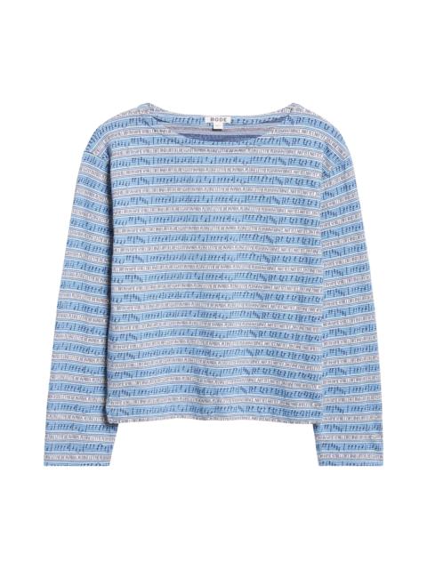 BODE Bode Lyric Jacquard Stripe Long Sleeve T-Shirt in Blue Multi at Nordstrom