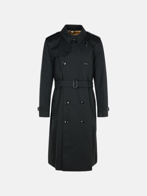 Burberry LONG BLACK COTTON 'KENSINGTON' TRENCH COAT