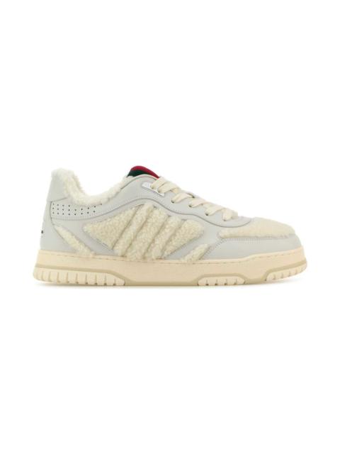 GUCCI White Leather And Teddy Re-web Sneakers