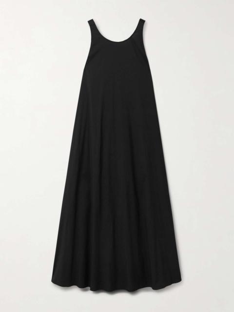 Romea open-back cotton-blend poplin maxi dress Black