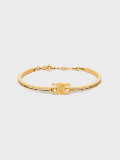 CELINE Triomphe Articulated Sparkle Bracelet in Strass and Brass with Gold Finish