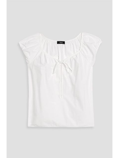 Theory Tie-detailed cotton-blend poplin top