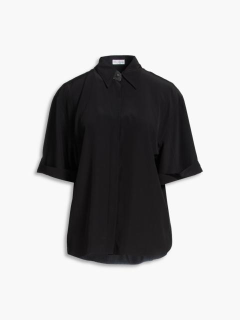Brunello Cucinelli Bead-embellished silk crepe de chine shirt