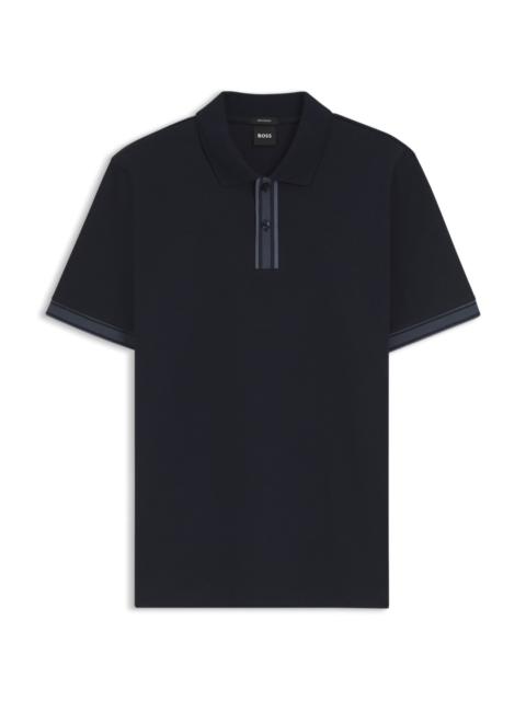 BOSS STRIPED-TRIM POLO SHIRT IN MERCERISED COTTON