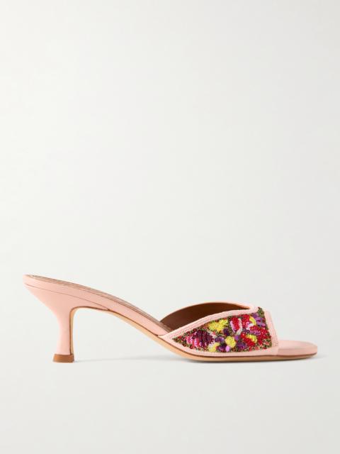 STAUD Brigitte Embellished Satin Mules