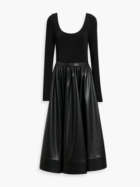Alice + Olivia Chara jersey-paneled midi dress