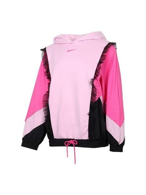 Nike (WMNS) Nike Sportswear New Year Contrast Color Stitching Lace Fleece Lined Stay Warm Pullover Hoodie