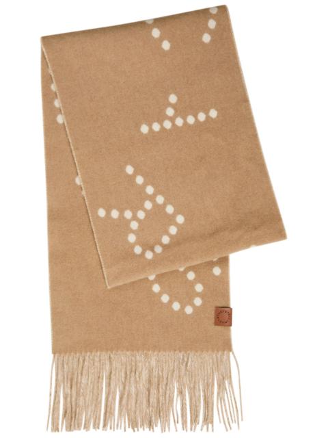 Stella McCartney Stella Mccartney Logo Fringed Wool Scarf