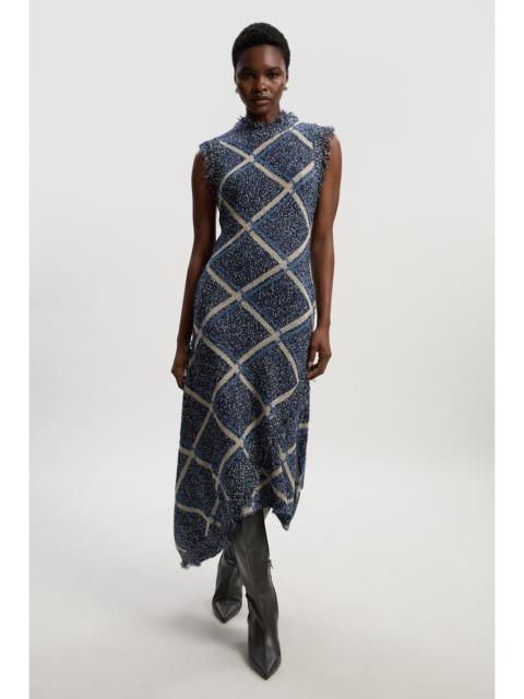 KAREN MILLEN Tweed Yarn Fringe Trim Knitted Dress