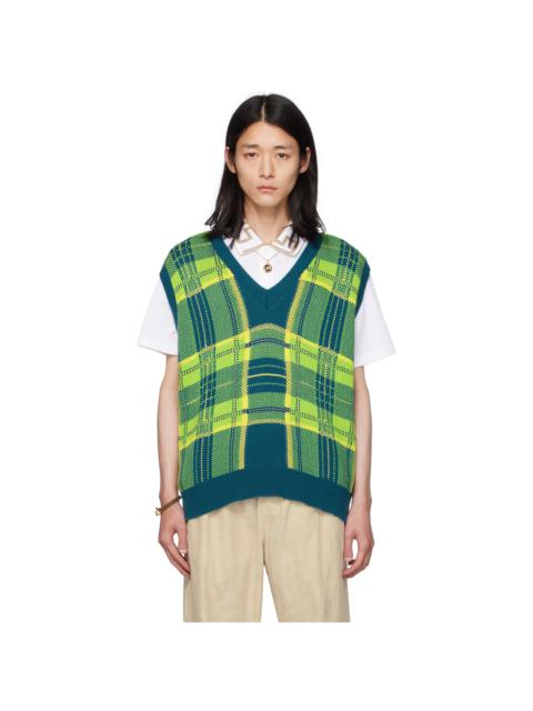 Blue & Green Check Vest