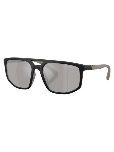 EMPORIO ARMANI Emporio Armani Light Grey Mirror Silver Navigator Men's Sunglasses EA4248U 50016G 58