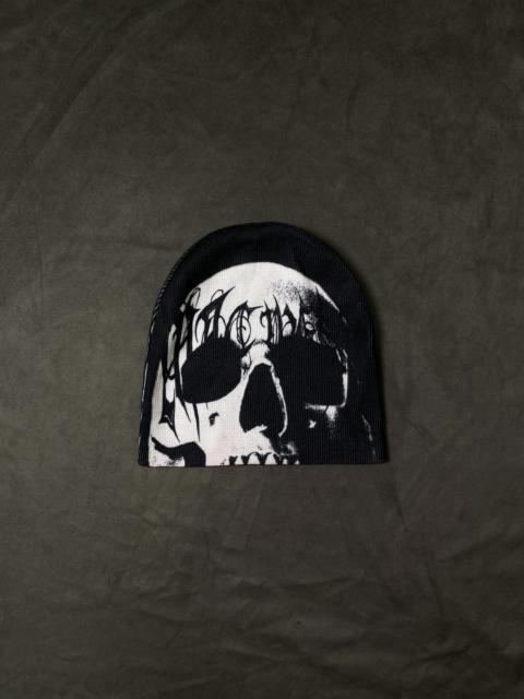 Other Designers Japanese Brand - Rare Black Skull Graphic No Cuff Knit Black Beanie OS