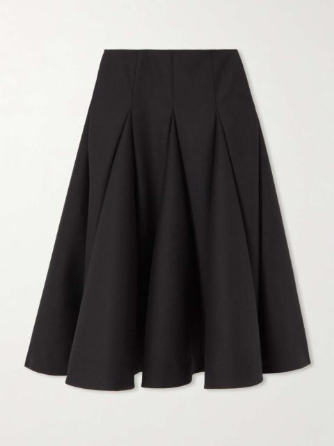 Valentino Paneled pleated wool and silk-blend crepe midi skirt