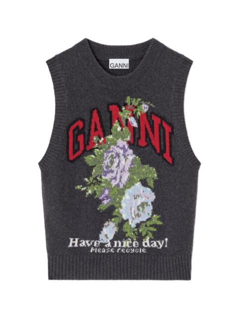 GANNI Flowers wool vest