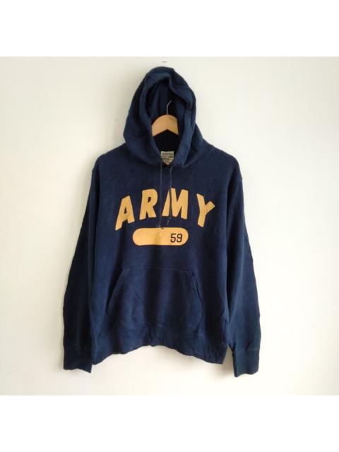 ALPHA INDUSTRIES Blue pullover hoodie by Alpha Industries with "ARMY 59"