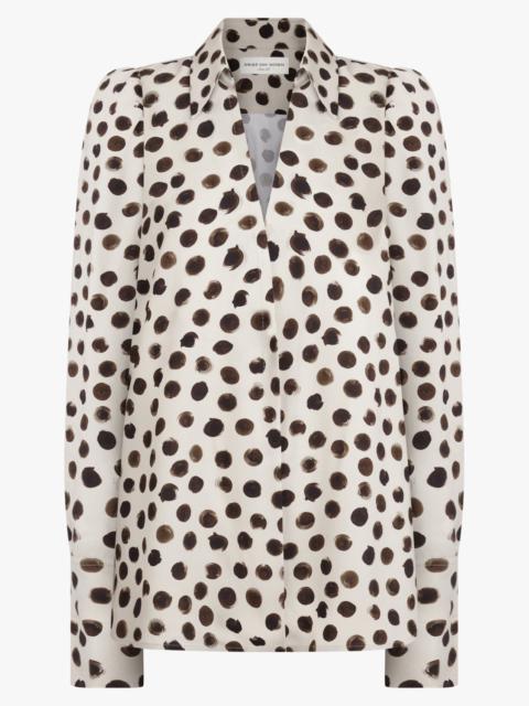 Dries Van Noten CELINDRA POLKA DOT PRINT L/S SHIRT | ECRU/BROWN