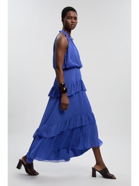 KAREN MILLEN Crinkle Chiffon Halterneck Woven Maxi Dress