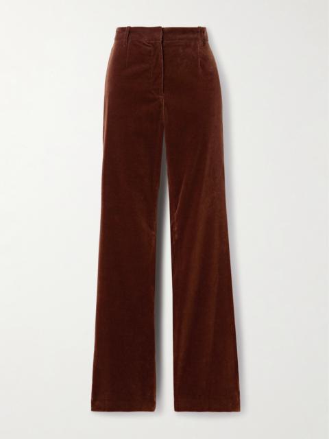 NILI LOTAN Corette Cotton-blend Velvet Straight-leg Pants